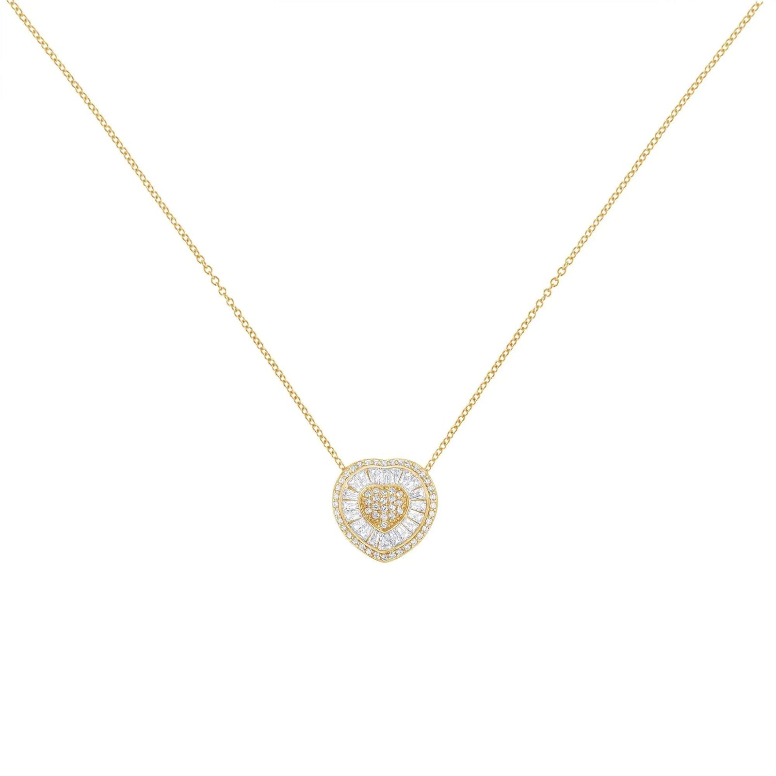 10KT Yellow Gold Diamond Heart Pendant Necklace (1/2 cttw, H-I Color, I1-I2 Clarity) - Evallys.com # #