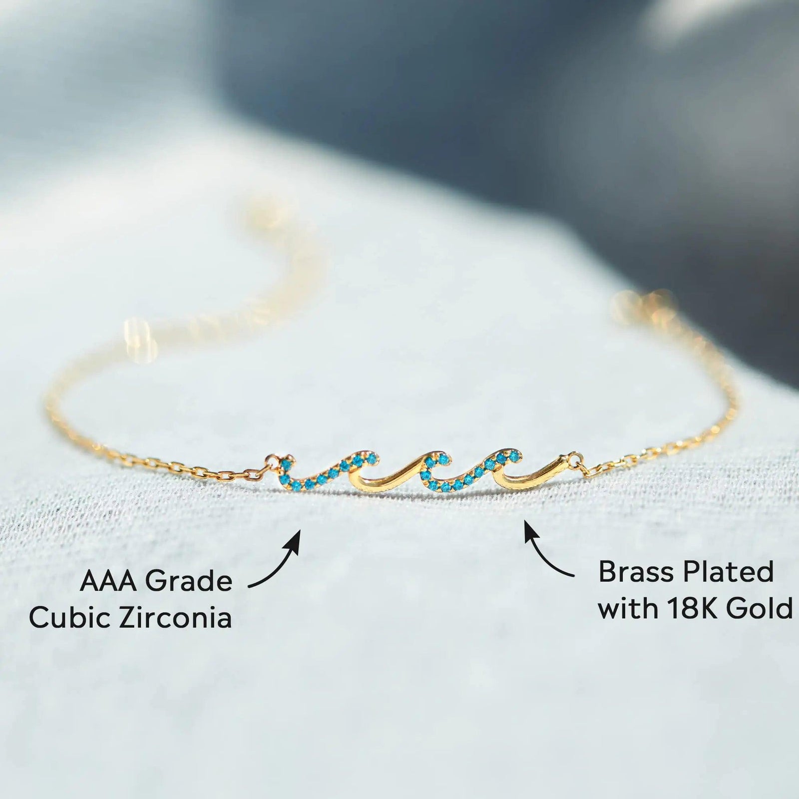 STORYJEWELLERY Wave Bracelets, Birthday Gifts for Women, Gifts for Mom, Sister Birthday Gifts, Daughter Gifts from Mom, Mom Birthday Gifts, Daughter Bracelets, Mothers Day Gifts, Christmas Gifts brass plated with 18k gold - Evallys.com # #