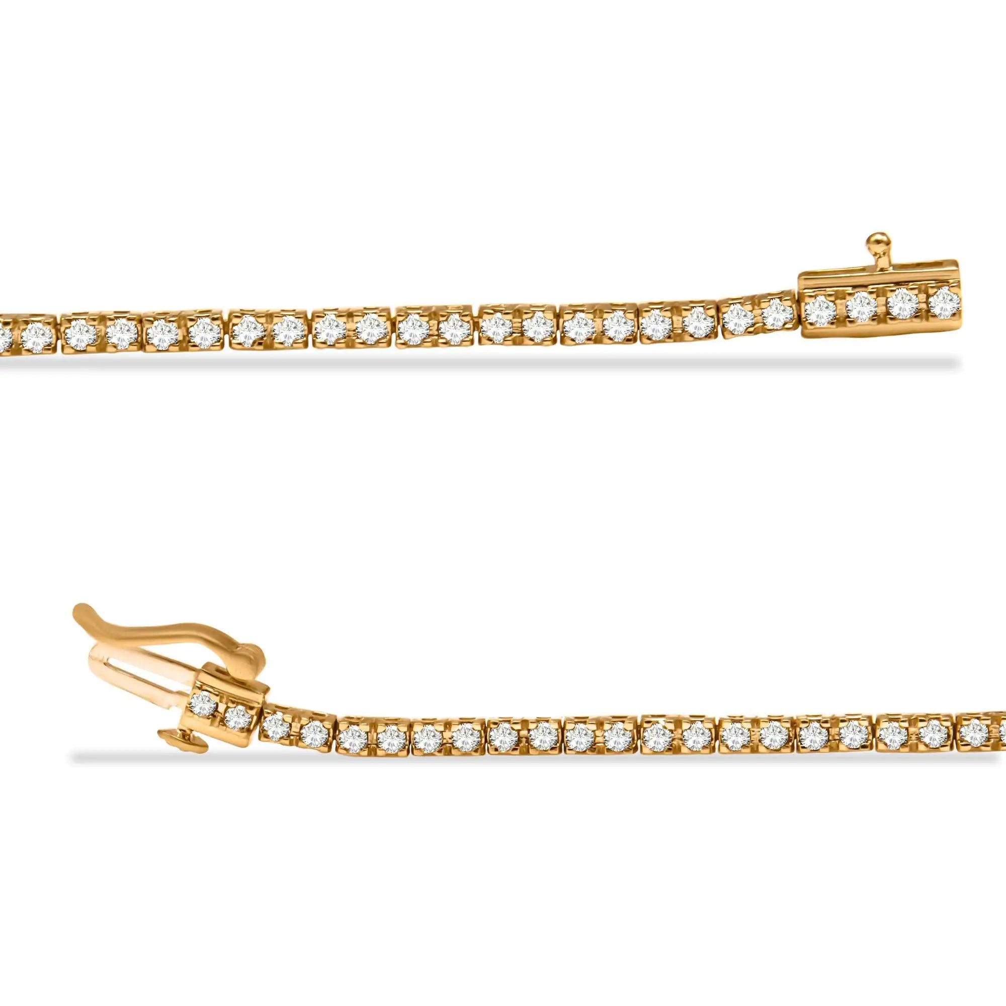 10K Yellow Gold Plated .925 Sterling Silver 2.0 Cttw Champagne Diamond Tennis 7" Bracelet (Champagne Color, I3 Clarity) - Evallys.com # #