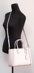 Michael Kors Kali Medium Optic White Rose Gold Signature PVC Satchel iPad Case Handbag - Evallys.com # #