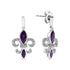 .925 Sterling Silver Marquise Cut Amethyst and Diamond Accent Fleur De Lis Dangle Stud Earrings (H-I Color, SI1-SI2 Clarity) - Evallys.com # #