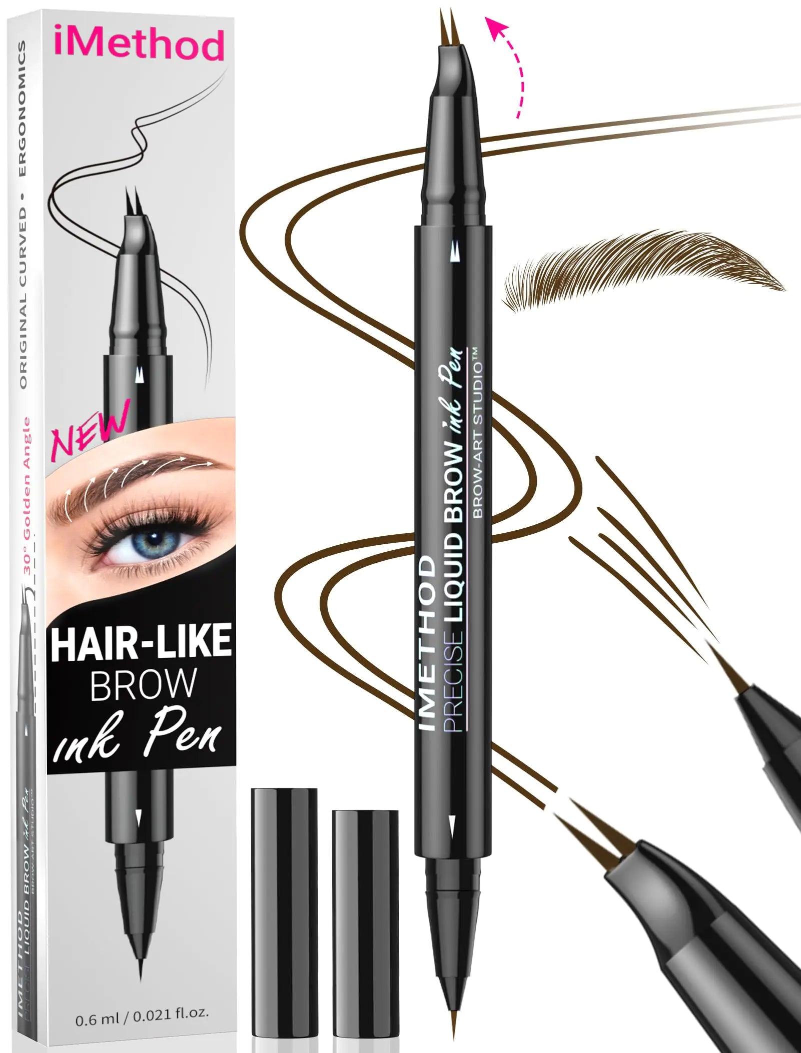 iMethod Curved Eyebrow Pen - Eyebrow Pencil, Brow Pencil 2-in-1 Dual-Ended Microblading Eyebrow Pen with Micro-Fork-Tip and Precise Brush-Tip Create Natural Hair-Like Brows, Last All-Day, Light Brown 01 Light Brown - Evallys.com # #