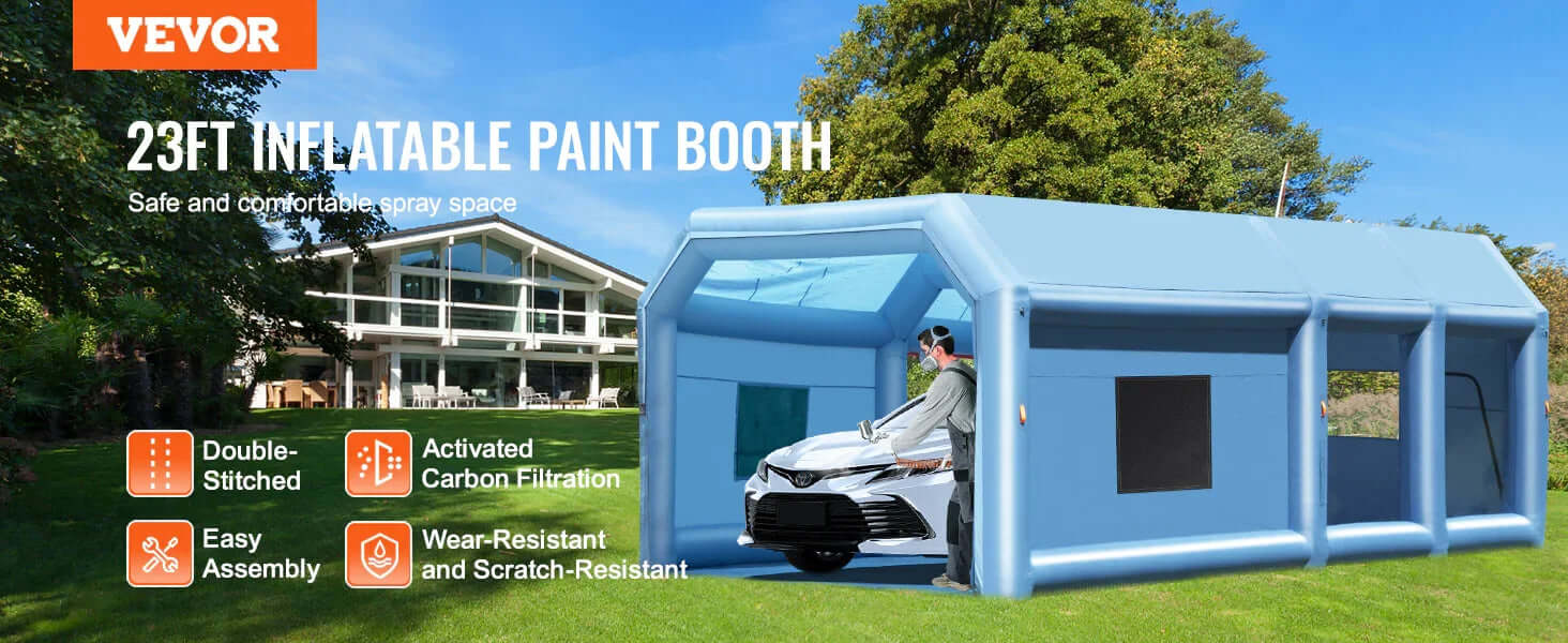 SucceBuy Inflatable Paint Booth Inflatable Spray Booth with Powerful Blowers and Air Filter System Portable Car Paint Booth