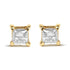 10K Yellow Gold 5/8 Cttw Princess Cut Diamond 4-Prong Solitaire Stud Earrings (J-K Color, I2-I3 Clarity) - Evallys.com # #