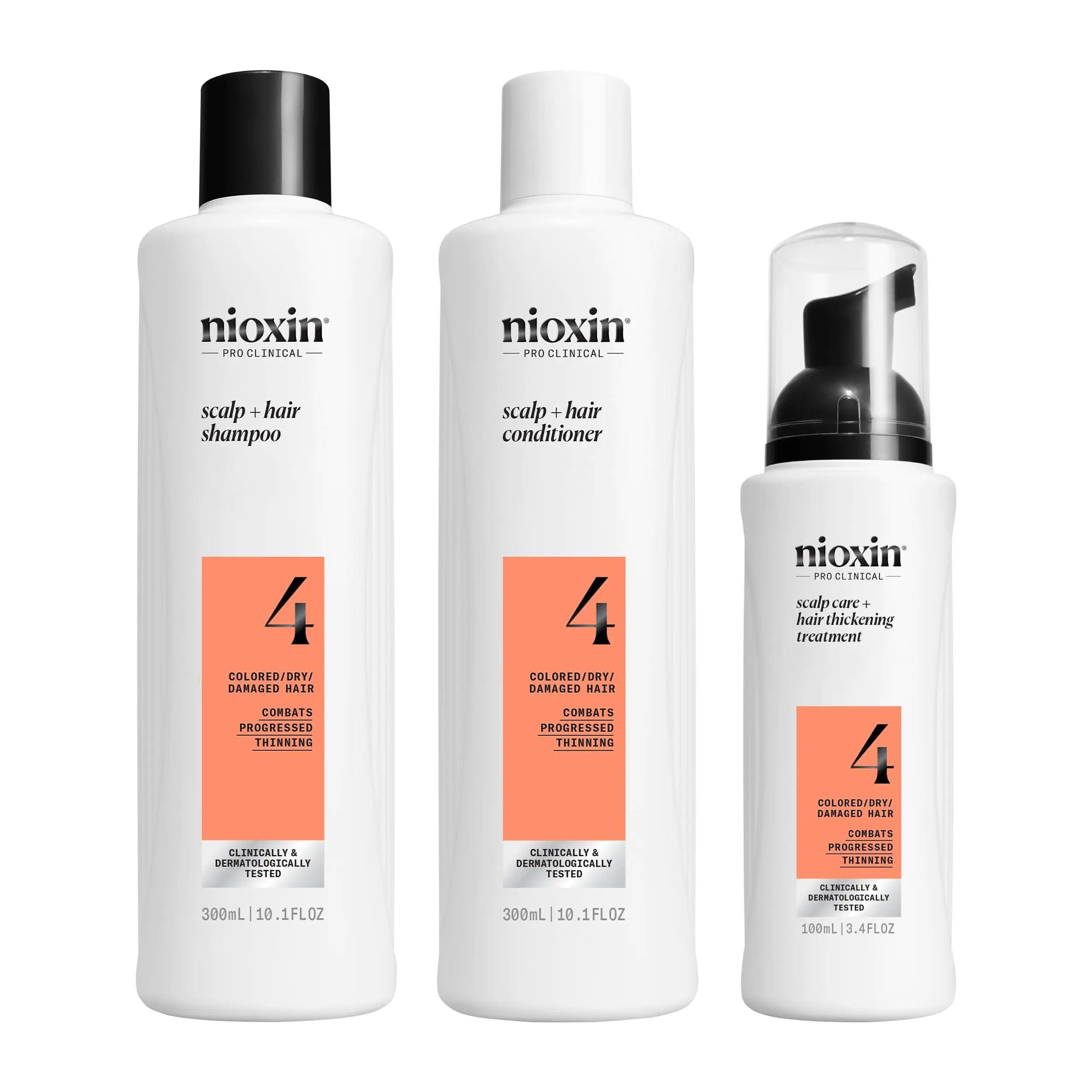 Nioxin Scalp + Hair Thickening System 4 - Hair Thickening System for Colored Or Dry Damaged Hair with Progressed Thinning, Full Size (Packaging May Vary) System 4 Kit - Evallys.com # #