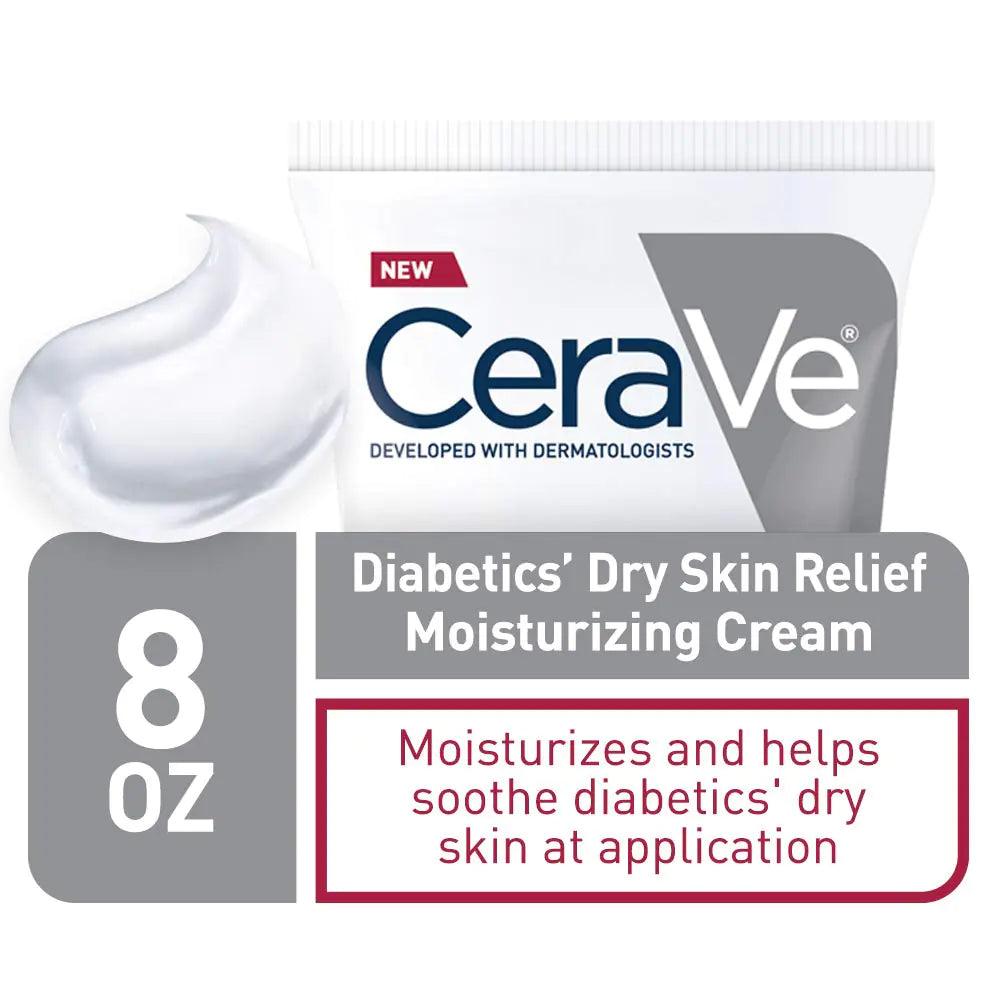 CeraVe Moisturizing Cream for Diabetics’ Dry Skin | Urea Cream with Bilberry for Face and Body | Fragrance Free & Paraben Free | 8 Ounce - Evallys.com # #