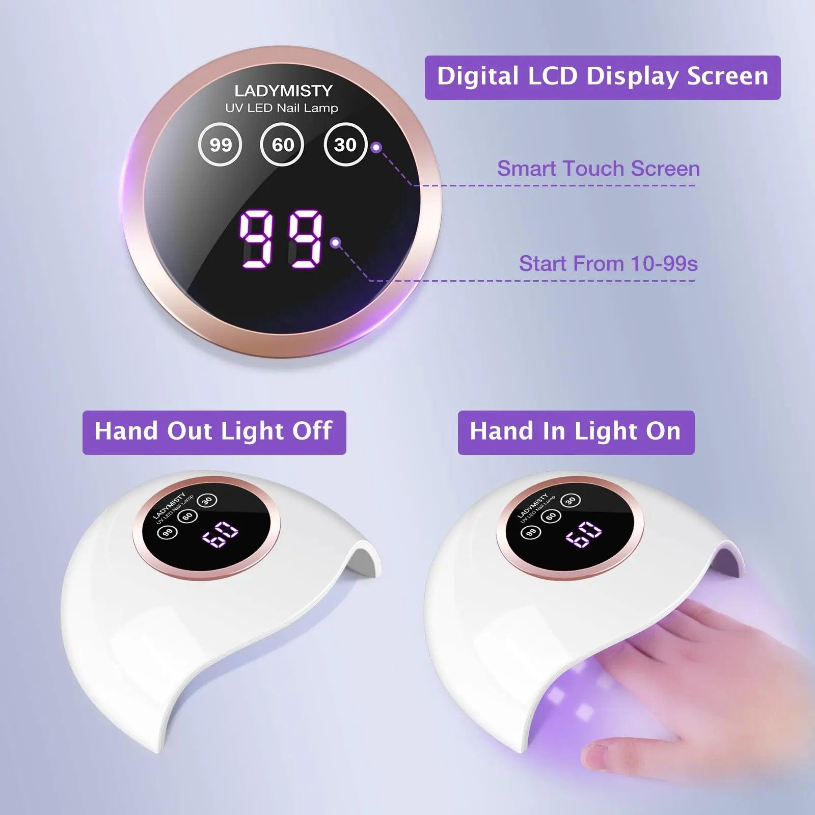 72W UV LED Nail Lamp Light Dryer for Nails Gel Polish with 18 Beads 3 Timer Setting & LCD Touch Display Screen, Auto Sensor, Professional Nails, White……… - Evallys.com # #