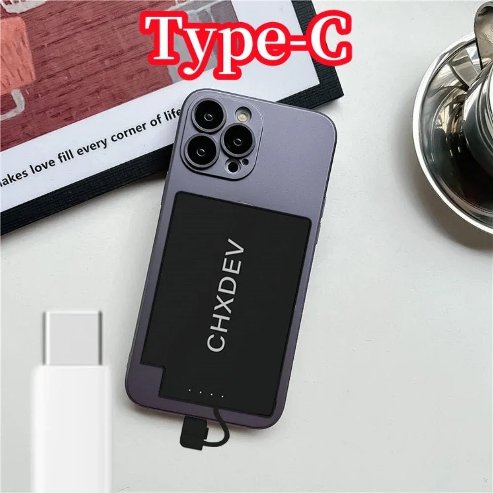 Power Bank For iPhone 5MM Ultra Thin 5000mAh Portable Fast Charging External Battery Built In Cable For Samsung iPhone XIAOMI - Evallys.com