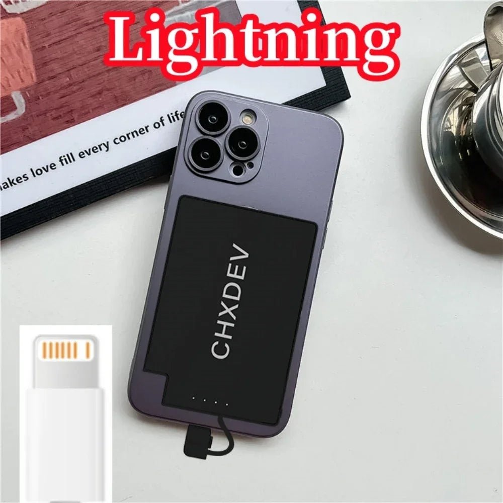 Power Bank For iPhone 5MM Ultra Thin 5000mAh Portable Fast Charging External Battery Built In Cable For Samsung iPhone XIAOMI - Evallys.com