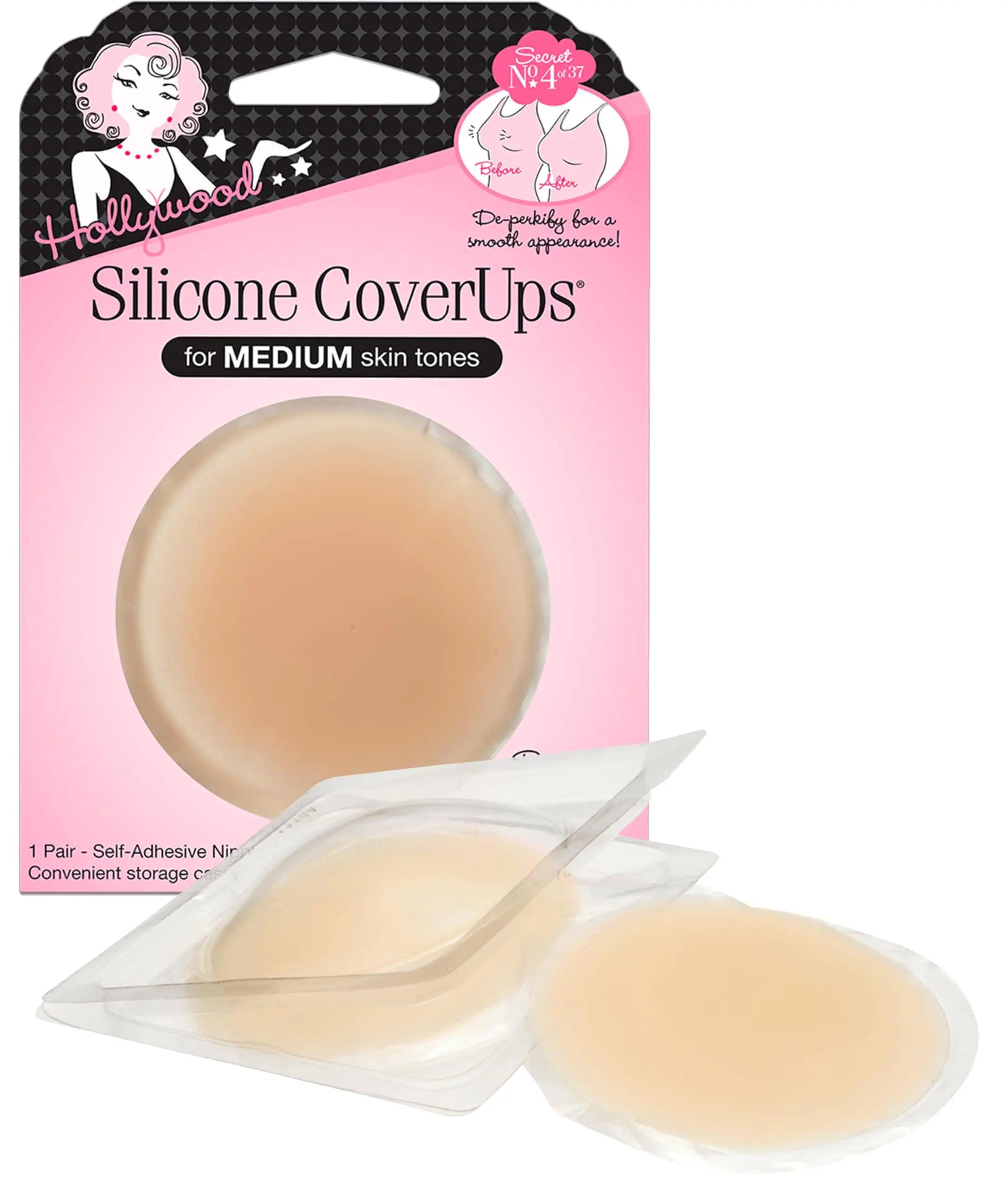 Hollywood Fashion Secrets Silicone Nipple Coverups, Hypoallergenic, Reusable, Washable, Gentle on Skin, Ultra Thin, Self Adhesive, Medium Shade, 2 Packs Size 1 (Pack of 2) - Evallys.com # #