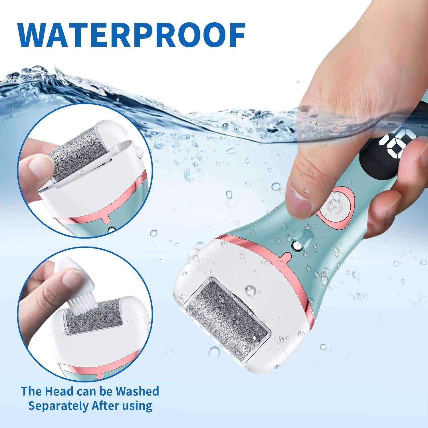 Electric Foot Callus Remover, Rechargeable Portable Electronic Foot File Pedicure Kits, Waterproof Foot Scrubber File, Professional Pedicure Tools, Foot Care for Dead Skin Ideal Gift, 3 Rollers Blue - Evallys.com # #