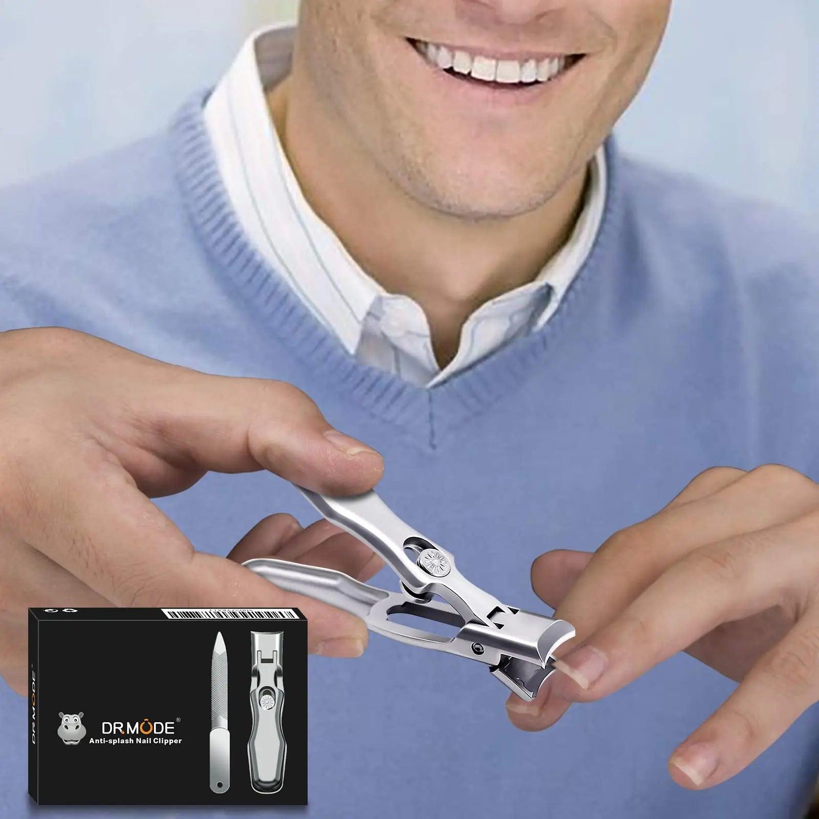 2024 Upgrade Nail Clippers for Men Thick Nails - DRMODE Large Wide Jaw Opening Toe Nail Clippers for Seniors, Heavy Duty Stainless Steel No Splash Fingernail Clipper Cutters Long Handle with Catcher - Evallys.com # #