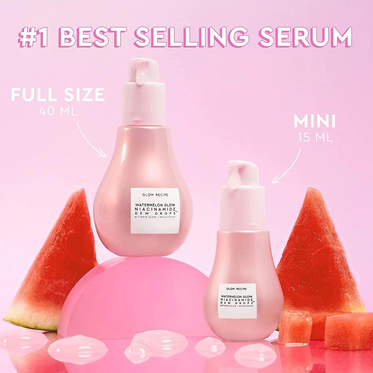 Glow Recipe Watermelon Glow Niacinamide Dew Drops Face Serum - Hydrating Hyaluronic Acid Skincare Serum, Makeup Primer & Liquid Highlighter for Dewy, Glowing Skin - Brightening Face Serums (40ml) 1.35 Fl Oz (Pack of 1) Gray - Evallys.com # #