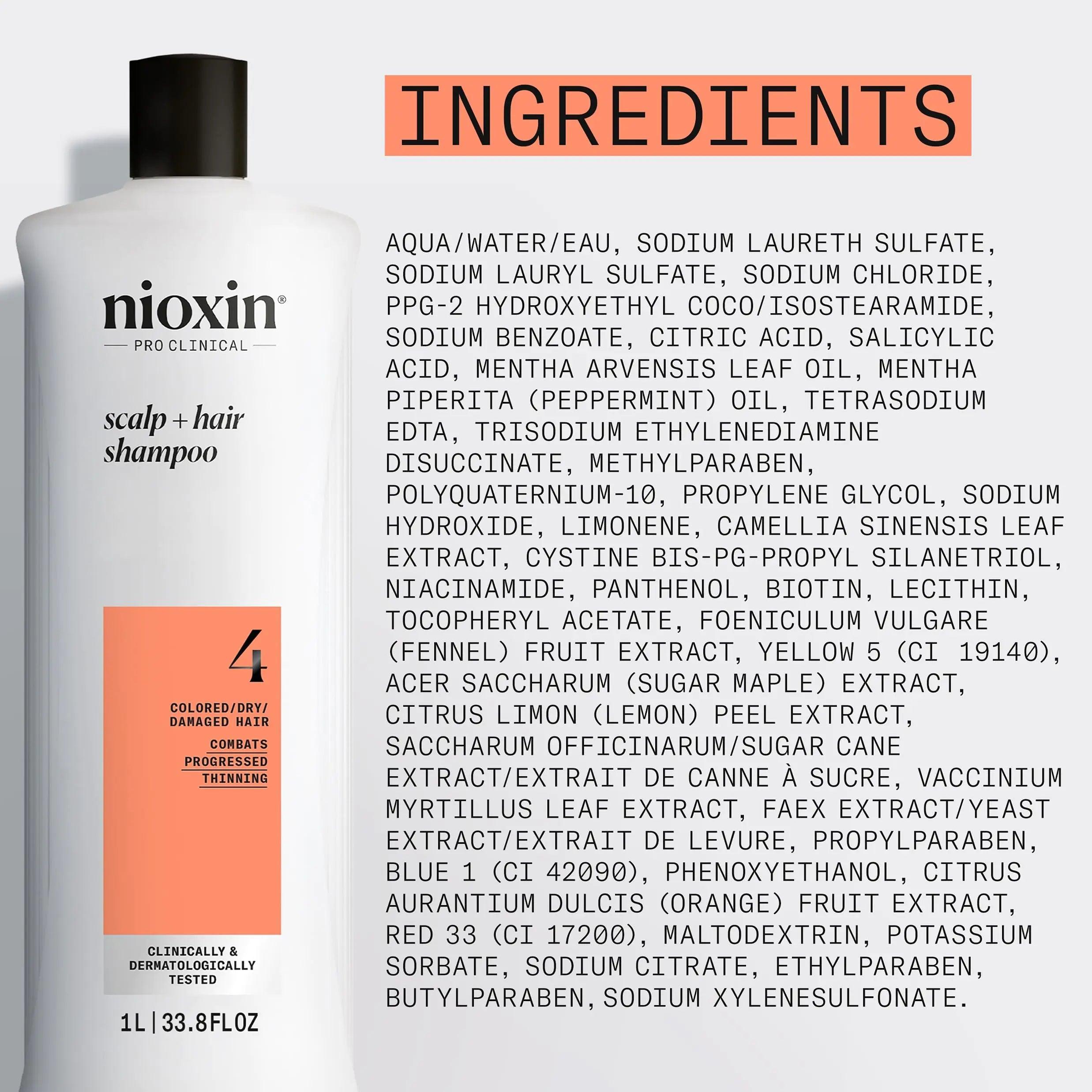 Nioxin System 4, Cleansing Shampoo With Peppermint Oil, Treats Sensitive Scalp & Provides Moisture, For Color Treated Hair with Progressed Thinning, Various Sizes 2.11 Pound (Pack of 1) - Evallys.com # #