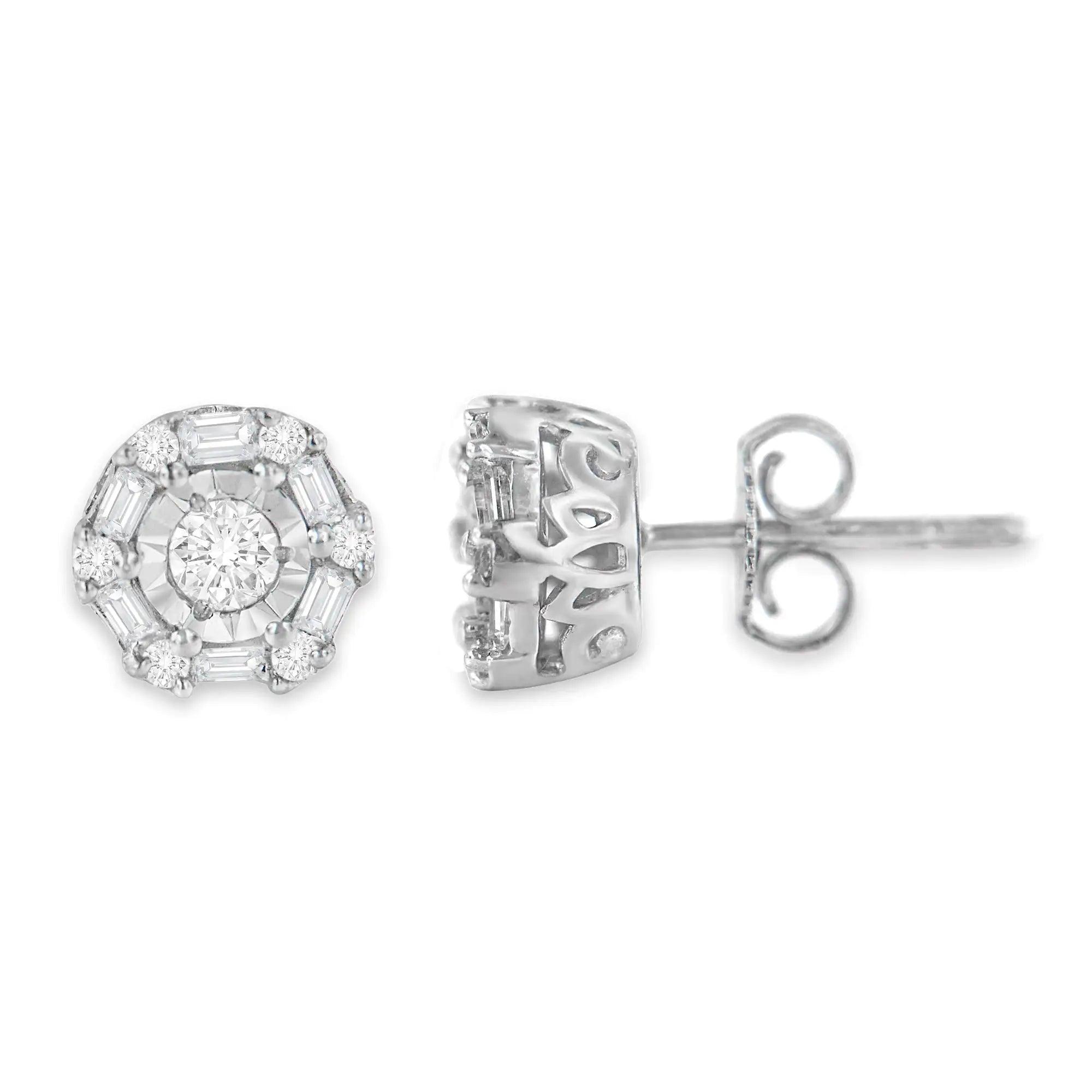 10K White Gold Diamond Stud Earring (1/2 cttw, I-J Color, I3 Clarity) - Evallys.com # #