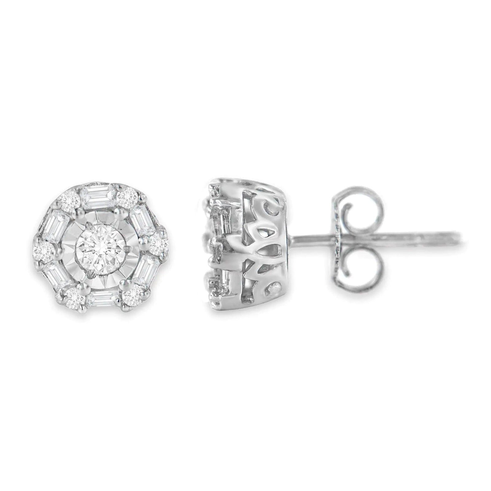 10K White Gold Diamond Stud Earring (1/2 cttw, I-J Color, I3 Clarity) - Evallys.com # #