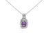 .925 Sterling Silver 9x7mm Oval Purple Amethyst and Round Diamond Accent Fashion Drop Pendant 18 Inch Necklace (I-J Color, I1-I2 Clarity) - Evallys.com # #