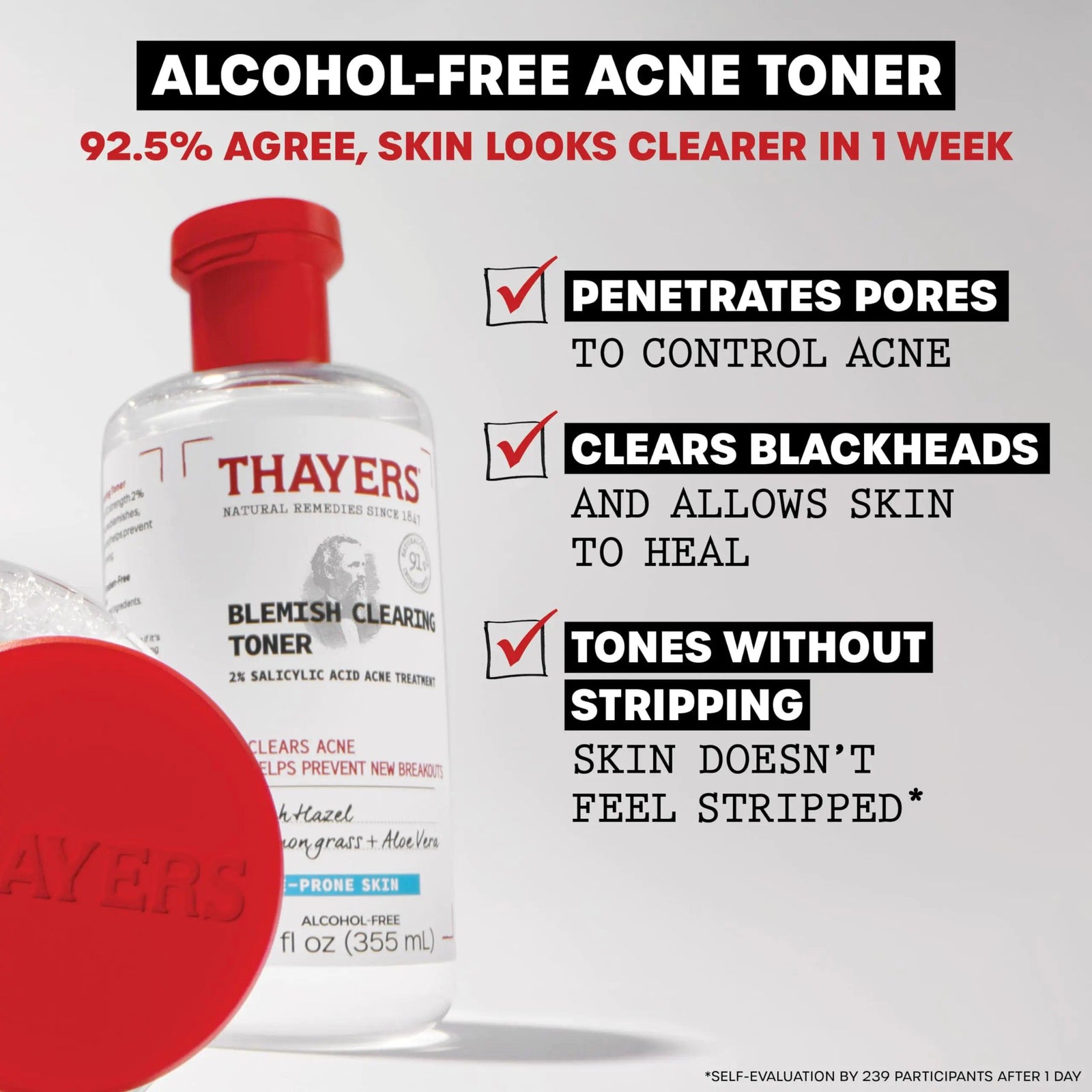 Thayers Blemish Clearing Salicylic Acid Toner, Acne Treatment Face Toner with 2% Salicylic Acid, Soothing and Non-Stripping Skin Care, 12 Fl Oz Blemish Clearing Toner 12 Fl Oz (Pack of 1) - Evallys.com # #