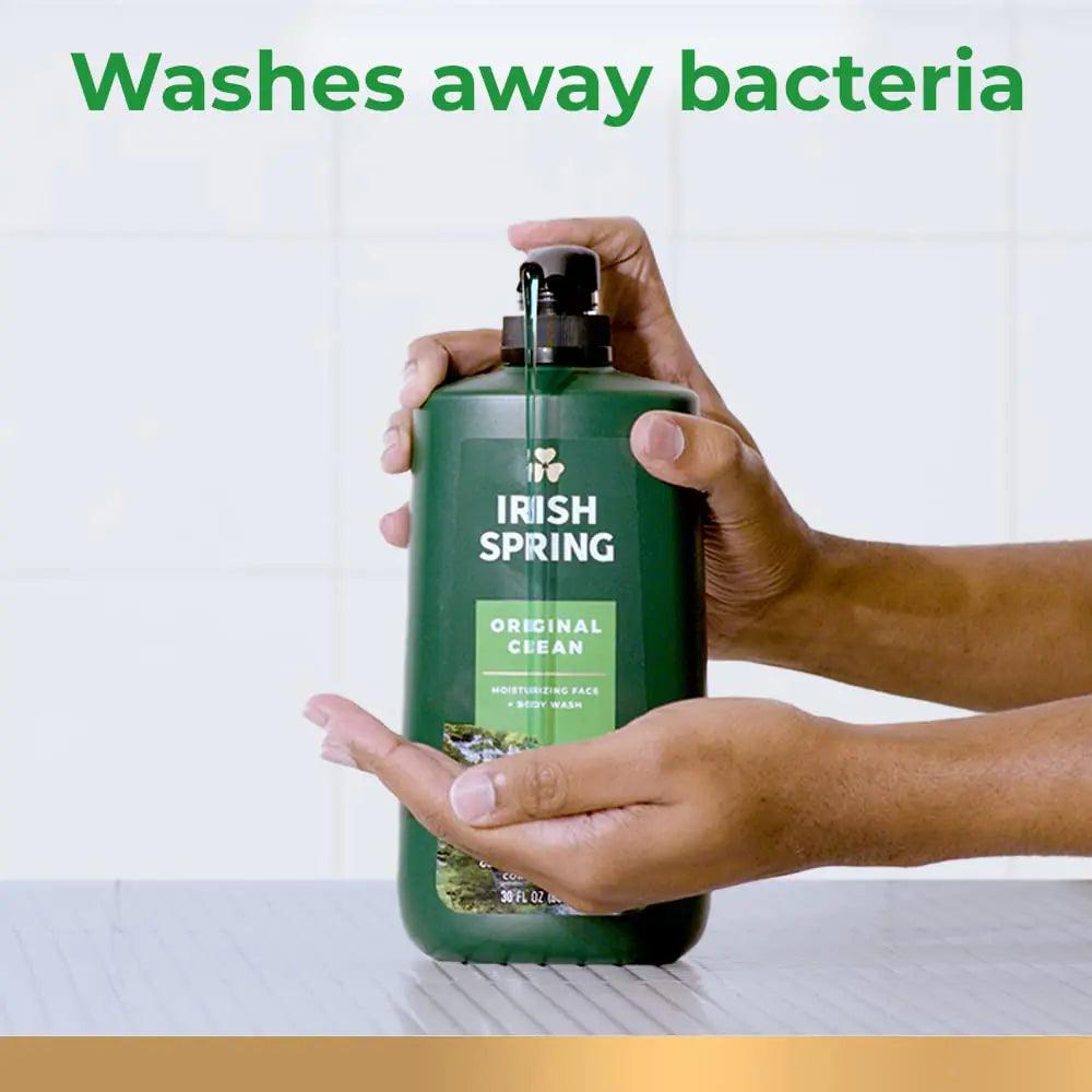 Irish Spring Men's Body Wash Pump, Original Body Wash for Men, Smell Fresh and Clean for 24 Hours, Cleans Body, Hands, and Face, Made with Biodegradable Cleansing Ingredients, 30 Oz Pump Original Clean 30 Fl Oz (Pack of 1) - Evallys.com # #