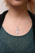 .925 Sterling Silver 1.00 Cttw Diamond Fleur De Lis Cross 18" Pendant Necklace (H-I Color, I2-I3 Clarity) - Evallys.com # #