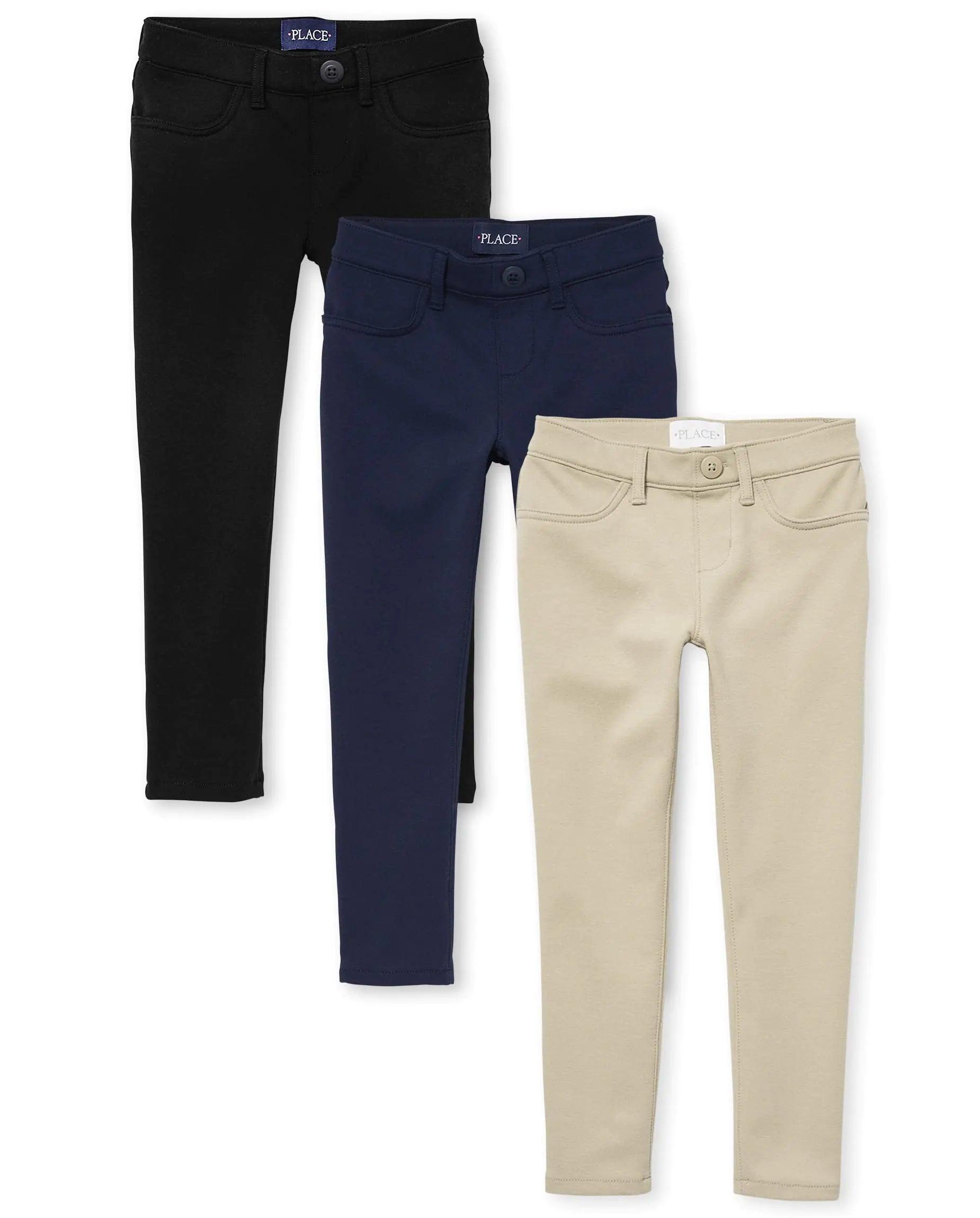 The Children's Place Girls' Ponte Knit Pull on Jeggings 18 Black/Sandy/Tidal 3-pack - Evallys.com # #