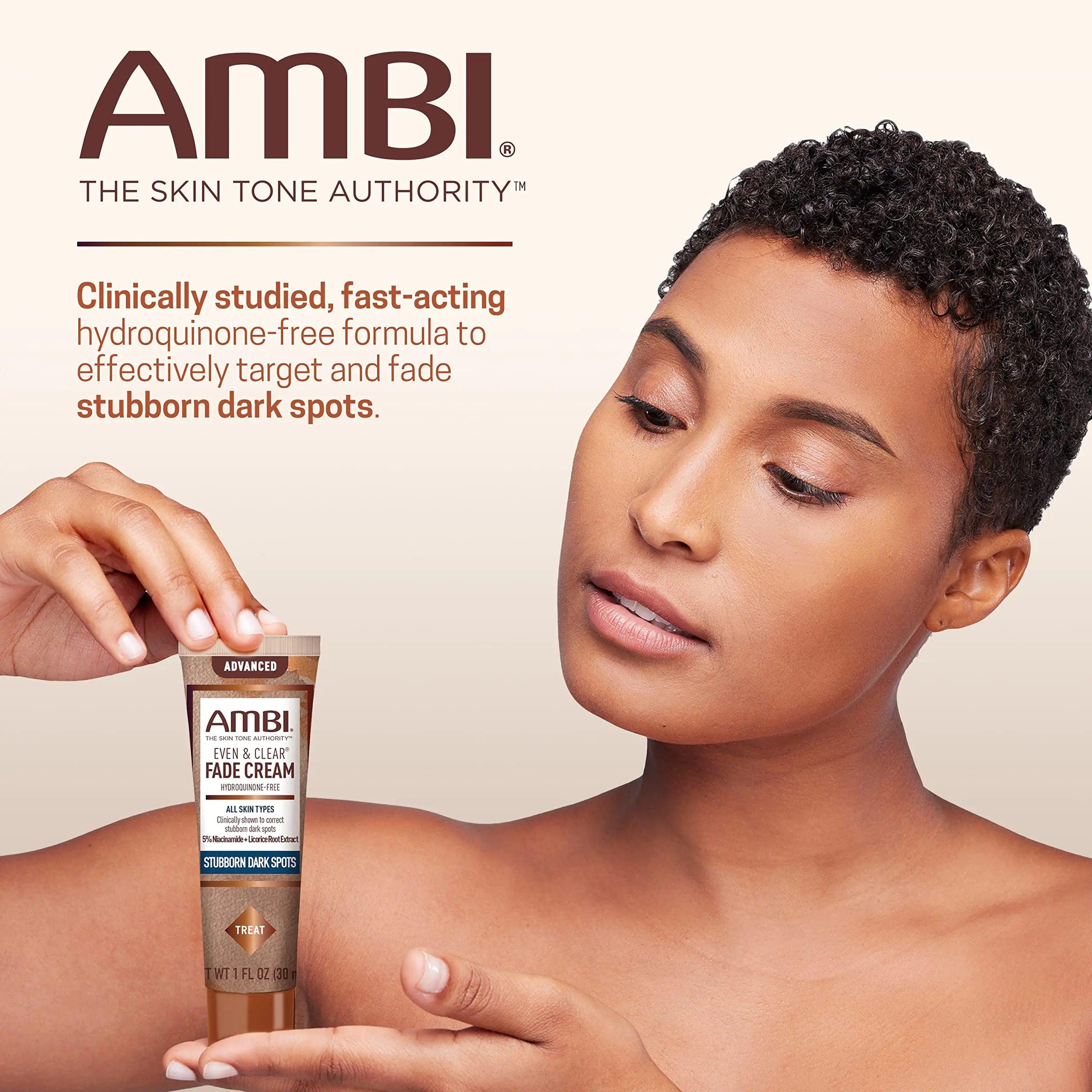 Ambi Even & Clear Advanced Fade Cream, Hydroquinone-free, Hyperpigmentation Treatment, Stubborn Dark Spot Corrector, Results In As Little As 2-3 Weeks, Niacinamide, Licorice Root Extract, PHA, 1 Fl Oz 5% Niacinamide & Licorice Root Extract - Evallys.com # #