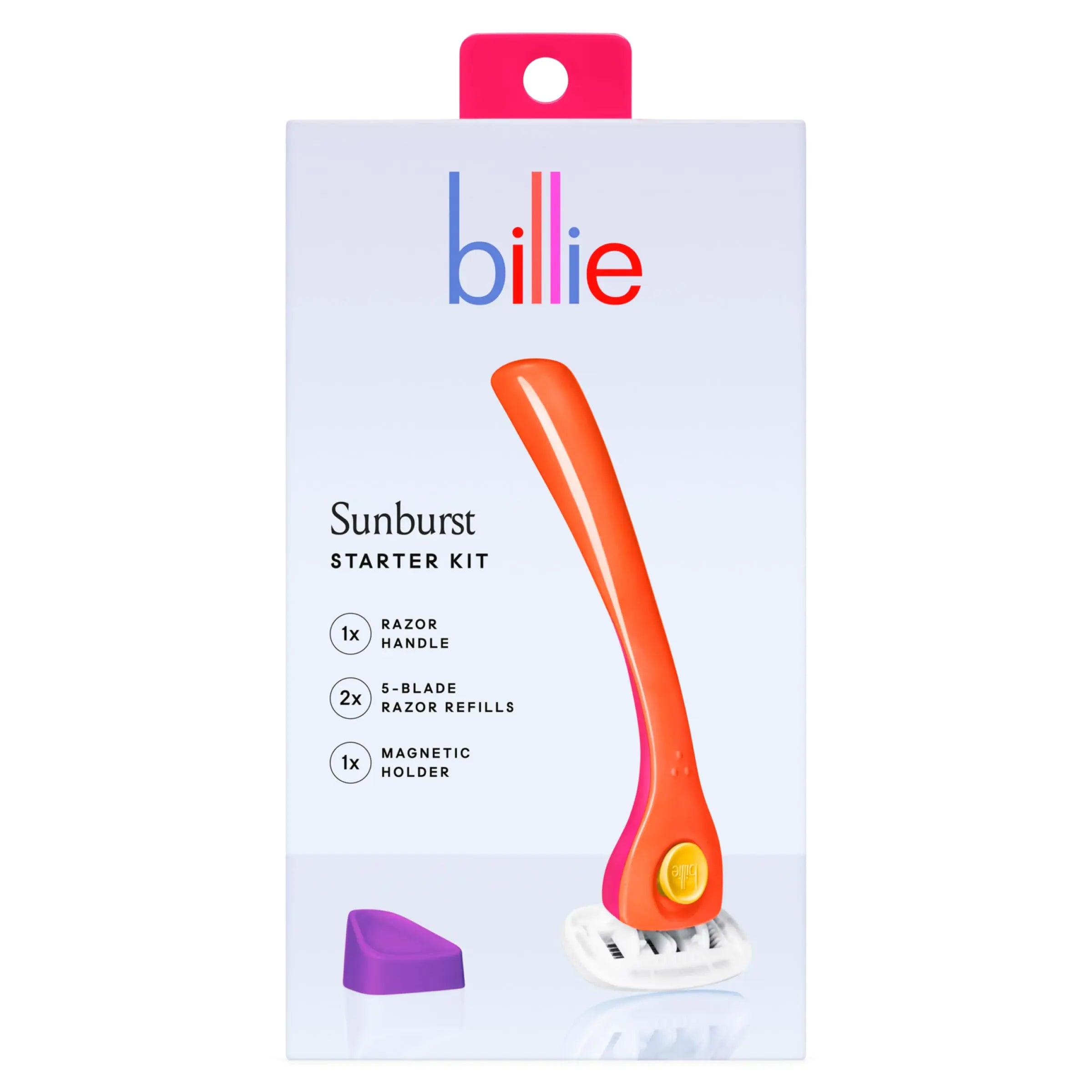 Billie Razors for Women Shave Kit with 2 Refills + Holder Bundle with Lavender Milk Scent SkyFoam Shave Gel Sunburst + Shave Gel - Evallys.com # #