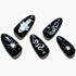 GLAMERMAID Press on Nails Medium Almond, Halloween Gothic Black Glue on Nails with Snake and Spider, 24 Pcs Stiletto Acrylic False Nails Kits Reusable Full Cover Stick on Nails for Women Girls Reptile Royalty - Evallys.com # #