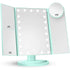 HUONUL Makeup Mirror Vanity with Lights, 2X 3X 10X Magnification, Lighted Mirror, Touch Control, Trifold Dual Power Supply, Portable LED Women Gift (Green) Green - Evallys.com # #