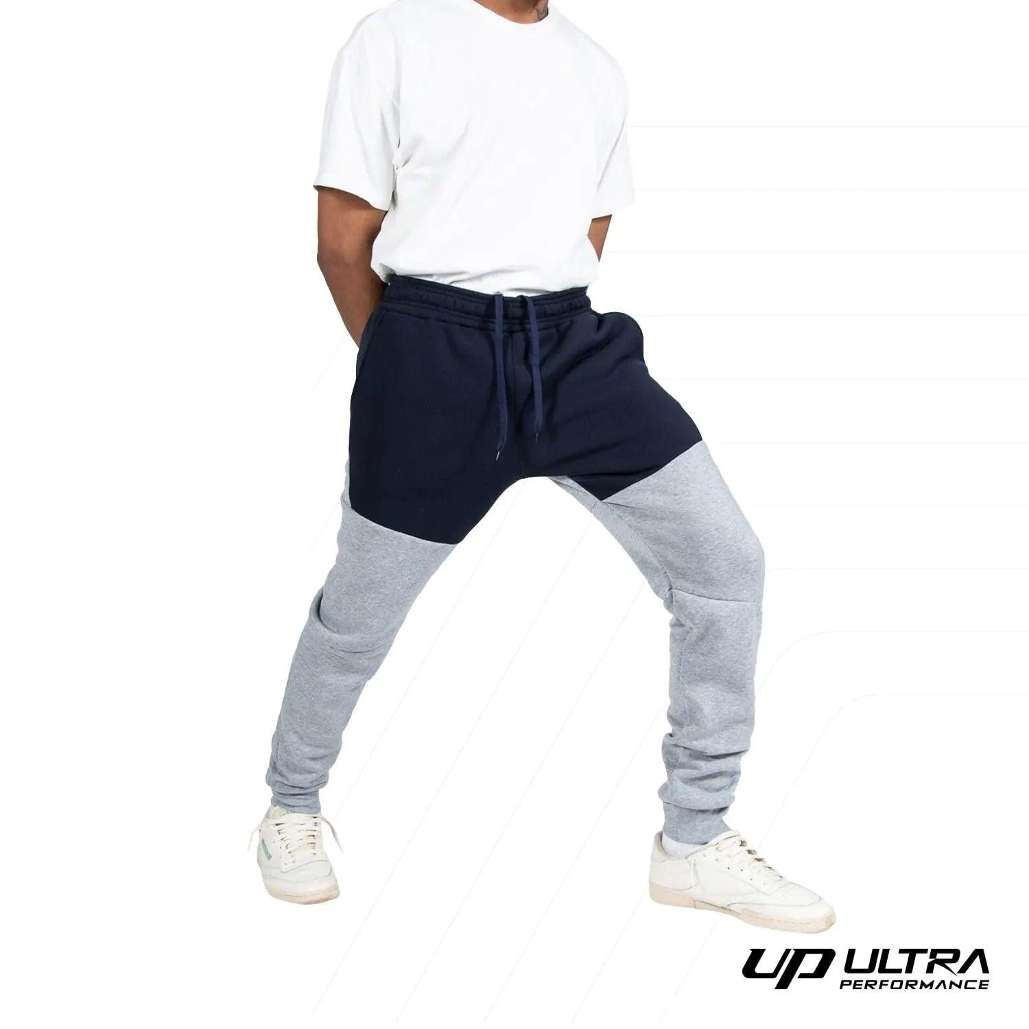 Ultra Performance 3 Pack Fleece Active Tech Joggers for Men, Mens Sweatpants with Zipper Pockets 3X Color Block Navy / Color Block Black / Color Block Charcoal - Evallys.com # #