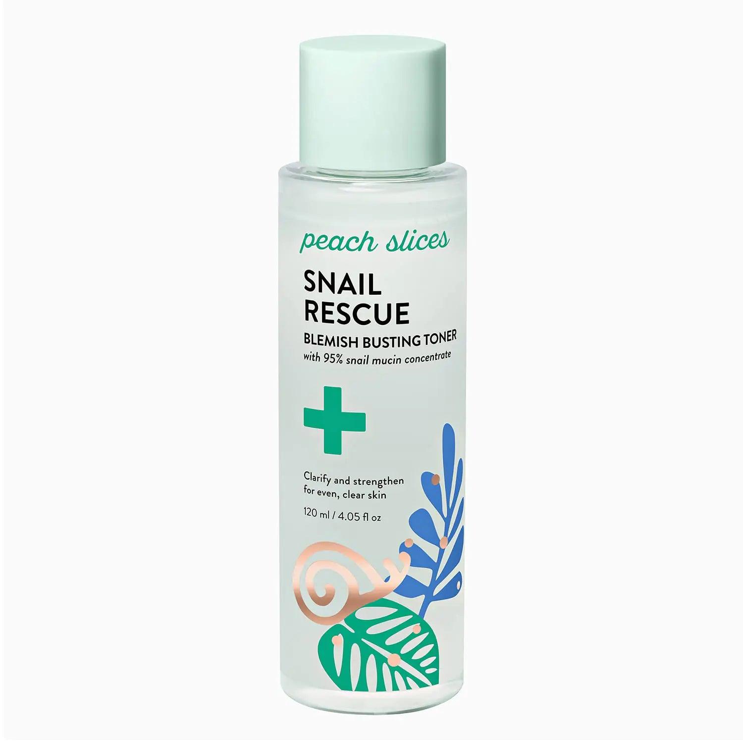 Peach Slices | Snail Rescue Blemish Busting Toner | 95% Snail Mucin | Pore Cleaner | Hydrates & Balances | Korean Skin Care | CICA | Hyaluronic Acid | Non-Comedogenic | Cruelty-Free | 4.05 oz - Evallys.com # #