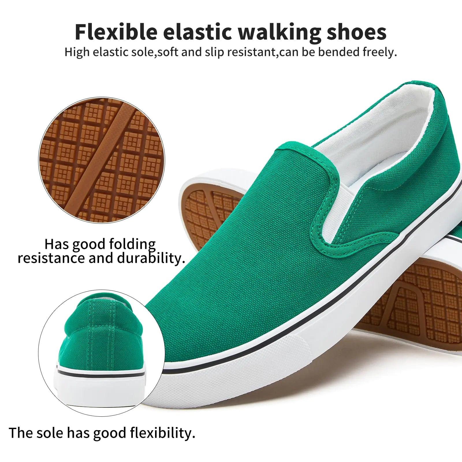 Women's Slip on Shoes Canvas Sneakers Loafers Non Slip Shoes Low Top Casual Shoes 9.5 Dark Green - Evallys.com # #