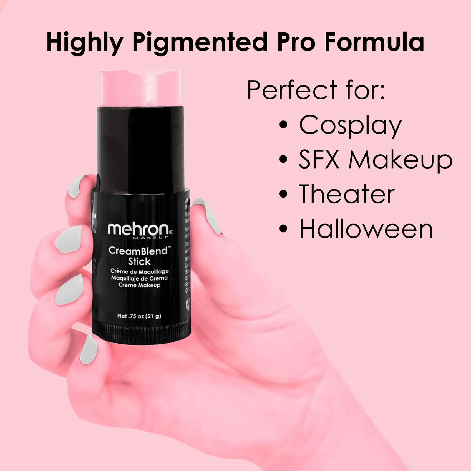 Mehron Makeup CreamBlend Stick | Face Paint, Body Paint, & Foundation Cream Makeup | Body Paint Stick Perfect for Halloween Makeup .75 oz (21 g) (Pastel Pink) Pastel Pink 0.75 Ounce - Evallys.com # #