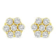 14K Yellow Gold 1/2 Cttw Round Brilliant Cut Diamond Floral Cluster Screwback Stud Earrings (I-J Color, SI2-I1 Clarity) - Evallys.com