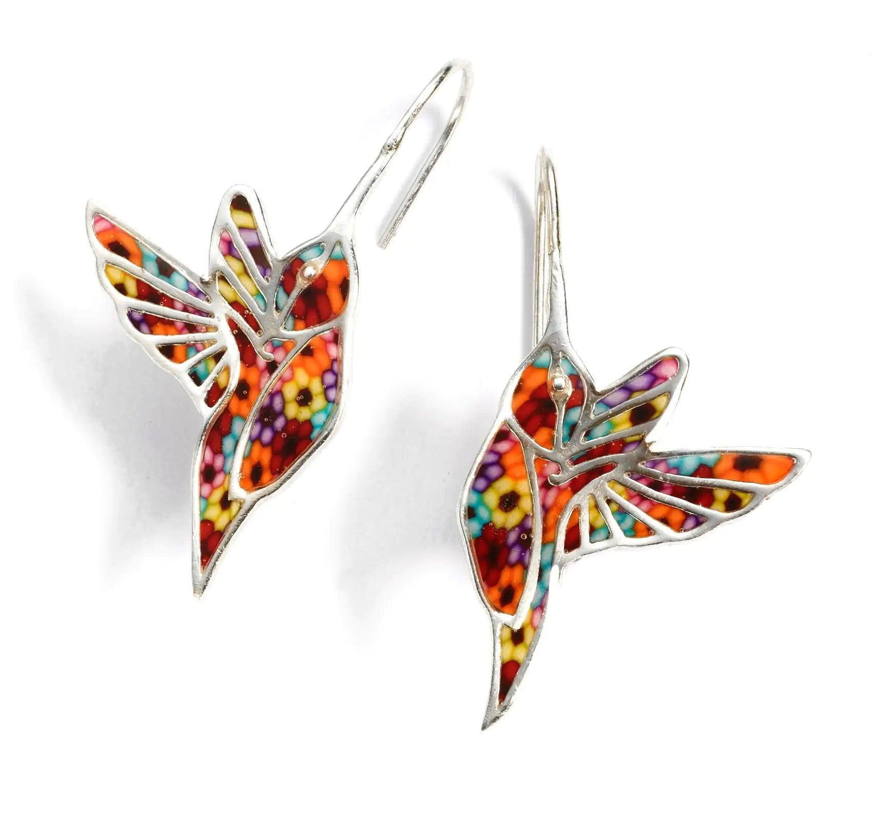 925 Sterling Silver Hummingbird Dangle Earrings - Evallys.com # #