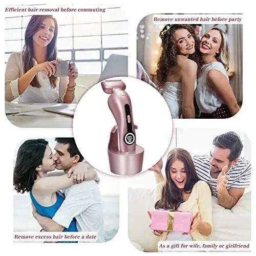 Electric Shaver for Women for Legs Bikini Trimmer Electric Razors for Women Underarm Public Hairs Rechargeable Womens Shaver Wet Dry Use Painless Cordless with Detachable Head (Pink) - Evallys.com