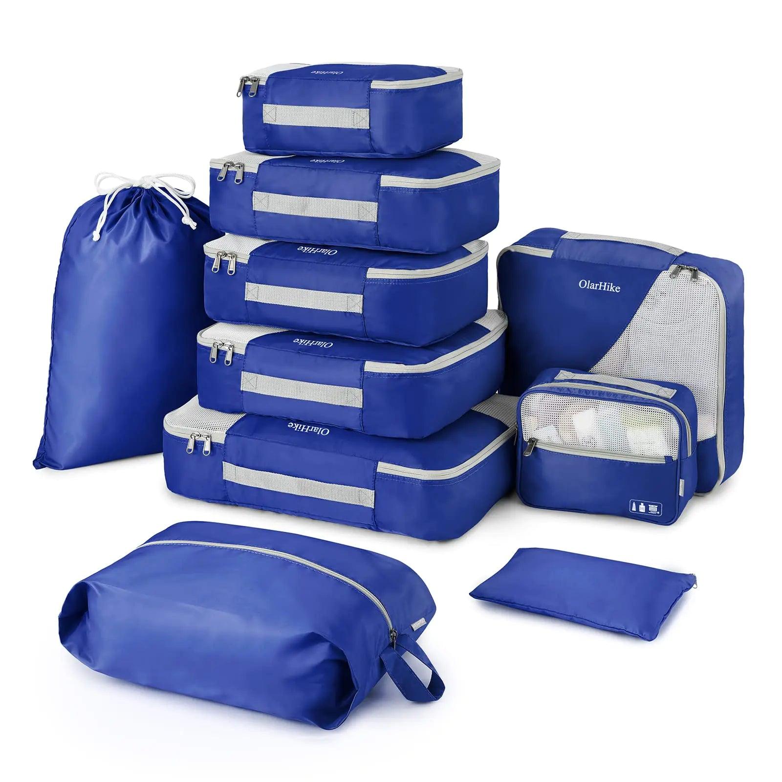 OlarHike Travel Essentials ALL INCLUDED 10 Set Sturdy Packing Cubes for Suitcases, UPGRADED Anti-Tear Stitching, NEW Improved Luggage Packing Organizers for Travel Accessories(Klein Blue) 03-Klein Blue - Evallys.com # #