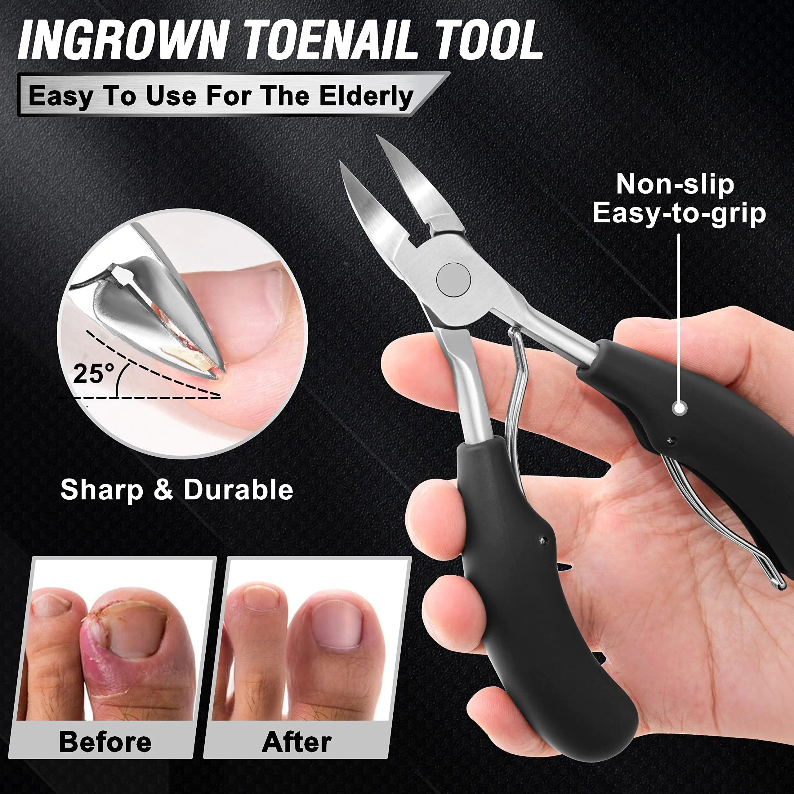 Toenail Clippers for Seniors Thick Toenails, Aucurwen Heavy Duty Toe Nail Clippers Adult Thick Nails Long Handle, Large Toenail Clippers for Thick Nails 7Pcs - Evallys.com # #