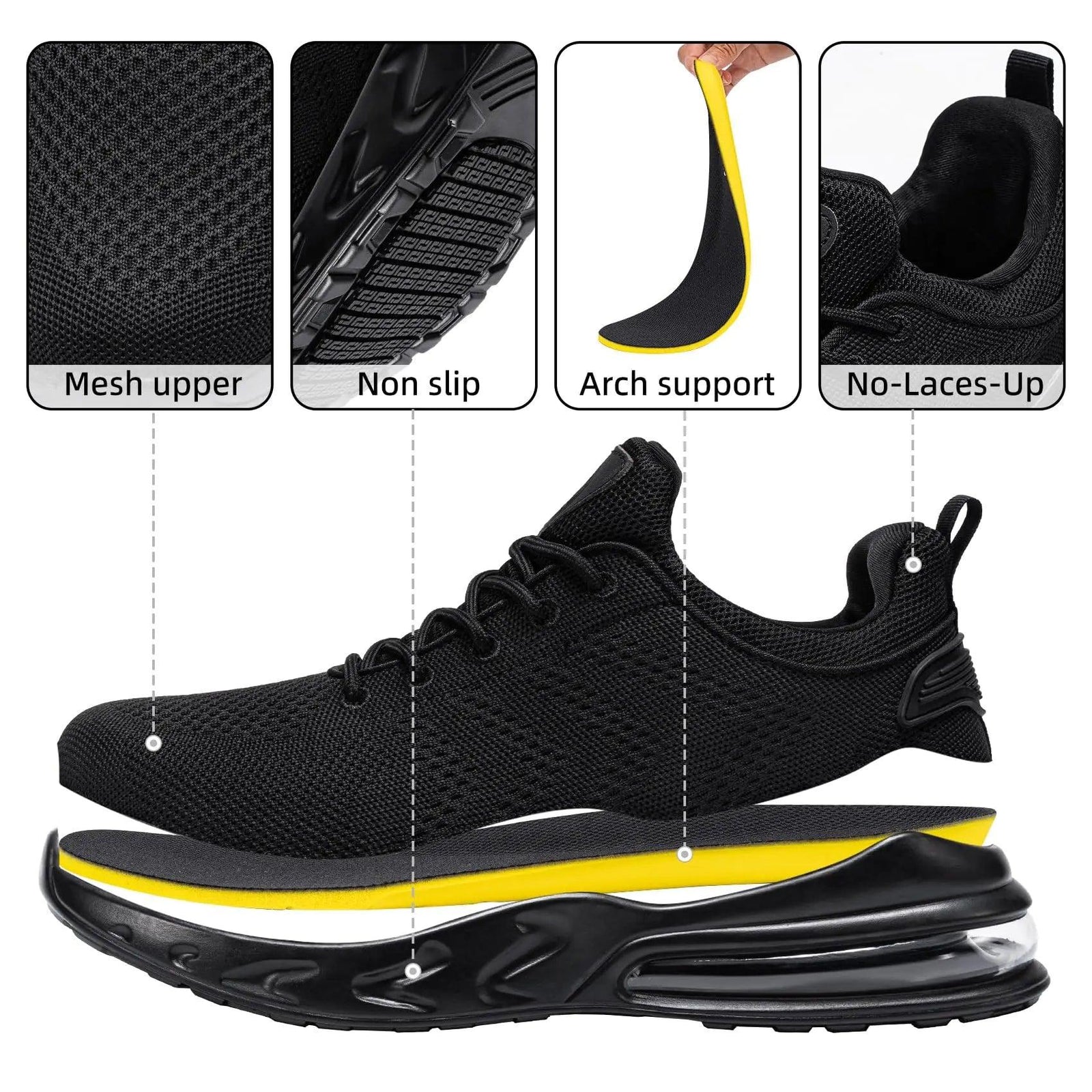 LARNMERN Mens Non Slip Work Shoes Slip On Water Resistant Walking Sneakers Zapatos Trabajo Waterproof Food Service Chef Kitchen 10 No-lace-up - Evallys.com # #