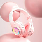 RGB Bluetooth Wireless Headphones For Girls Children's Headset with Microphone Support SD Card HIFi Stereo Gaming Earphone - Evallys.com