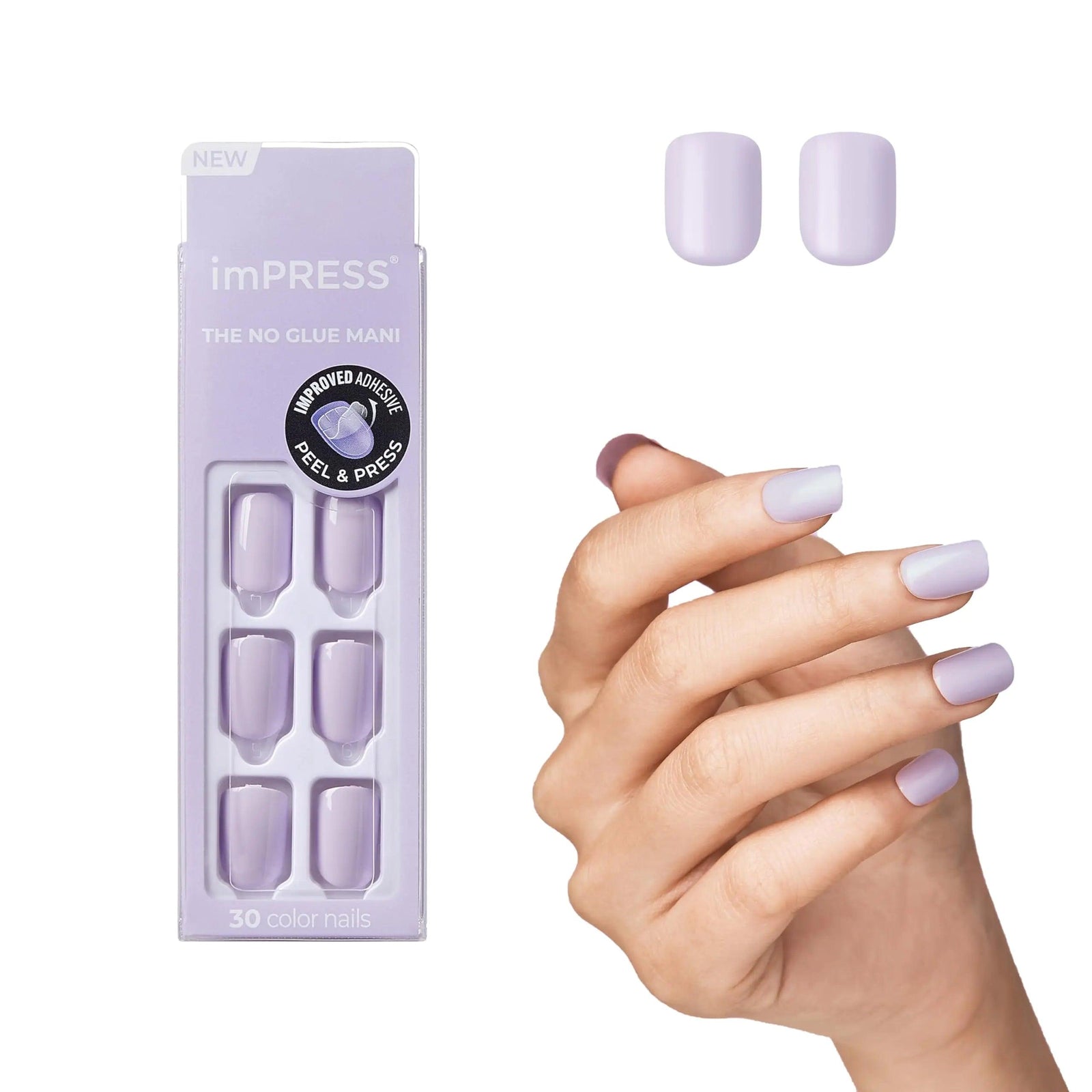 KISS imPRESS No Glue Mani Press On Nails, Color, 'Picture Purplect', Violet, Short Size, Squoval Shape, Includes 30 Nails, Prep Pad, Instructions Sheet, 1 Manicure Stick, 1 Mini File Picture Purplect - Evallys.com # #