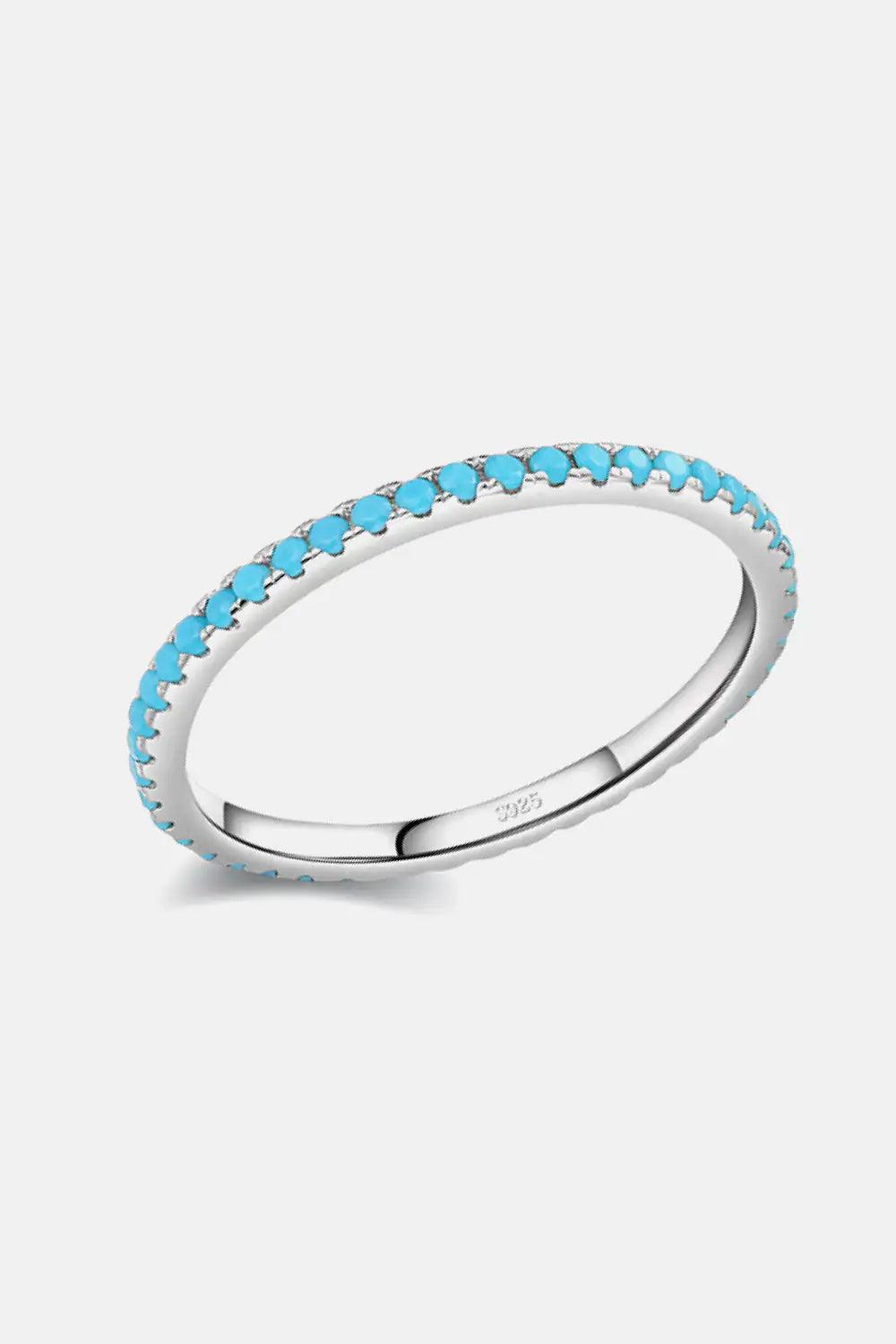 925 Sterling Silver Artificial Turquoise Ring - Evallys.com # #