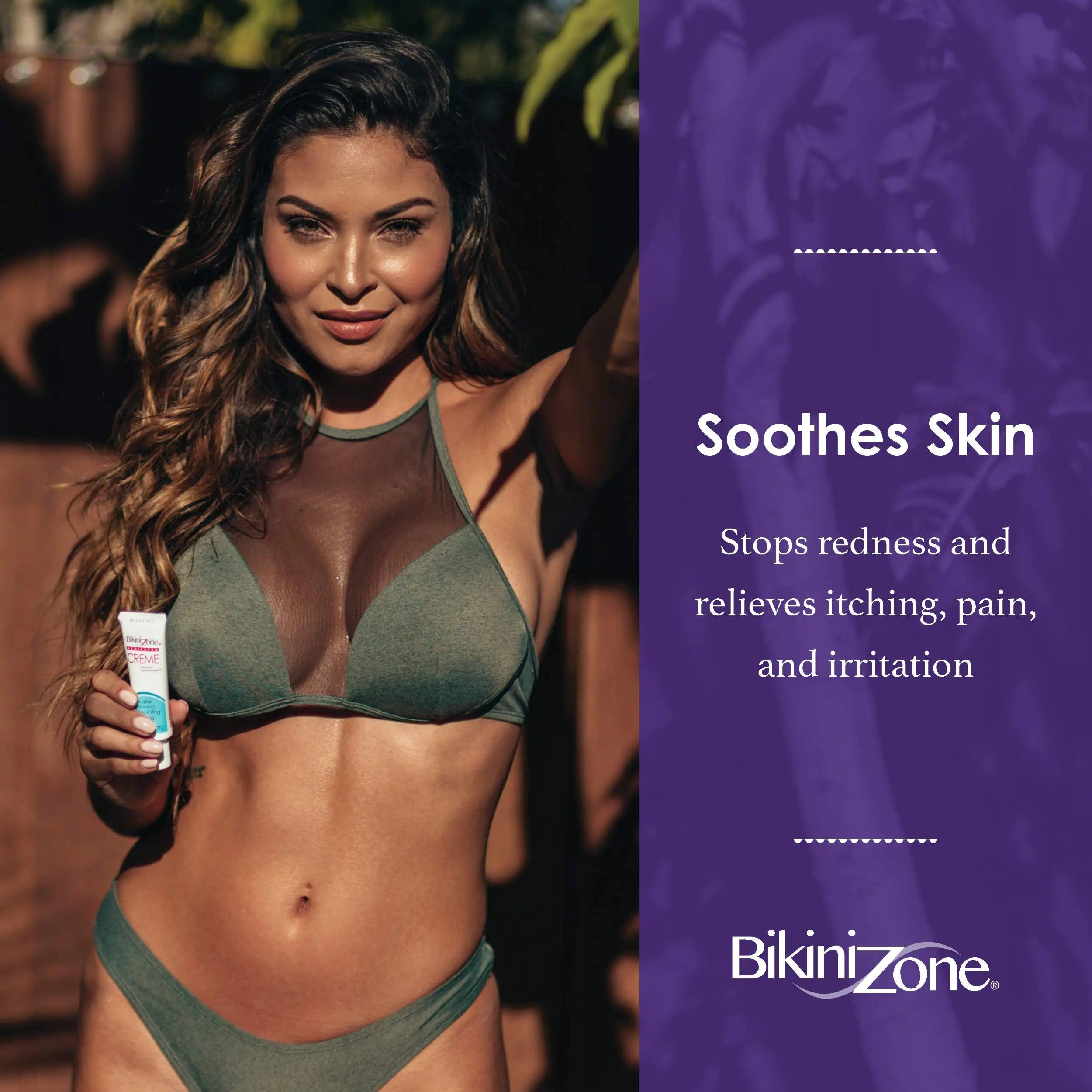 Bikini Zone Medicated After Shave Crème - Instantly Stop Shaving Bumps, Irritation & Itchiness - Gentle Formula Cream for Sensitive Areas - Dermatologist Approved & Stain-Free (1 oz, Pack of 3) - Evallys.com # #