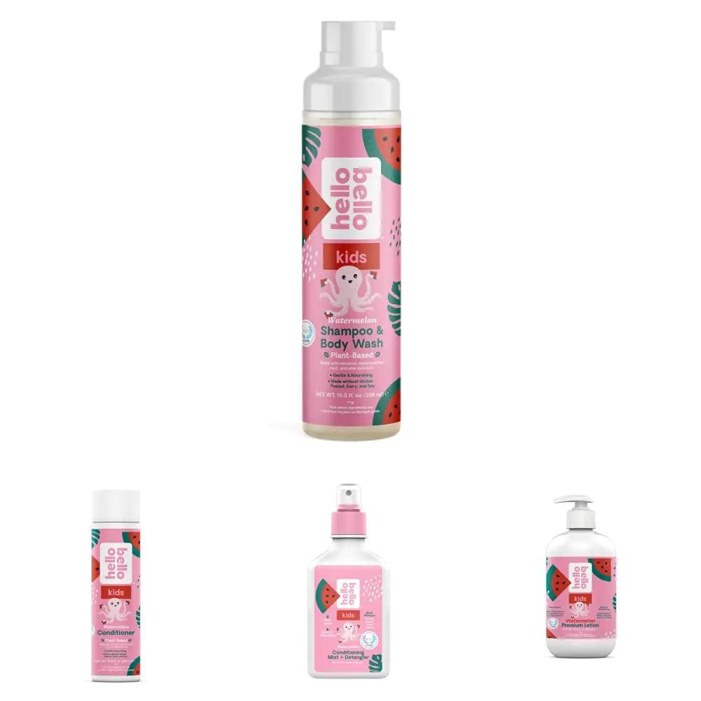 Hello Bello Watermelon Essentials Bundle | Shampoo & Body Wash, Conditioner, Conditioning Detangler & Lotion | Hypoallergenic, Dermatologist & Pediatrician Tested for Babies and Kids - Evallys.com # #