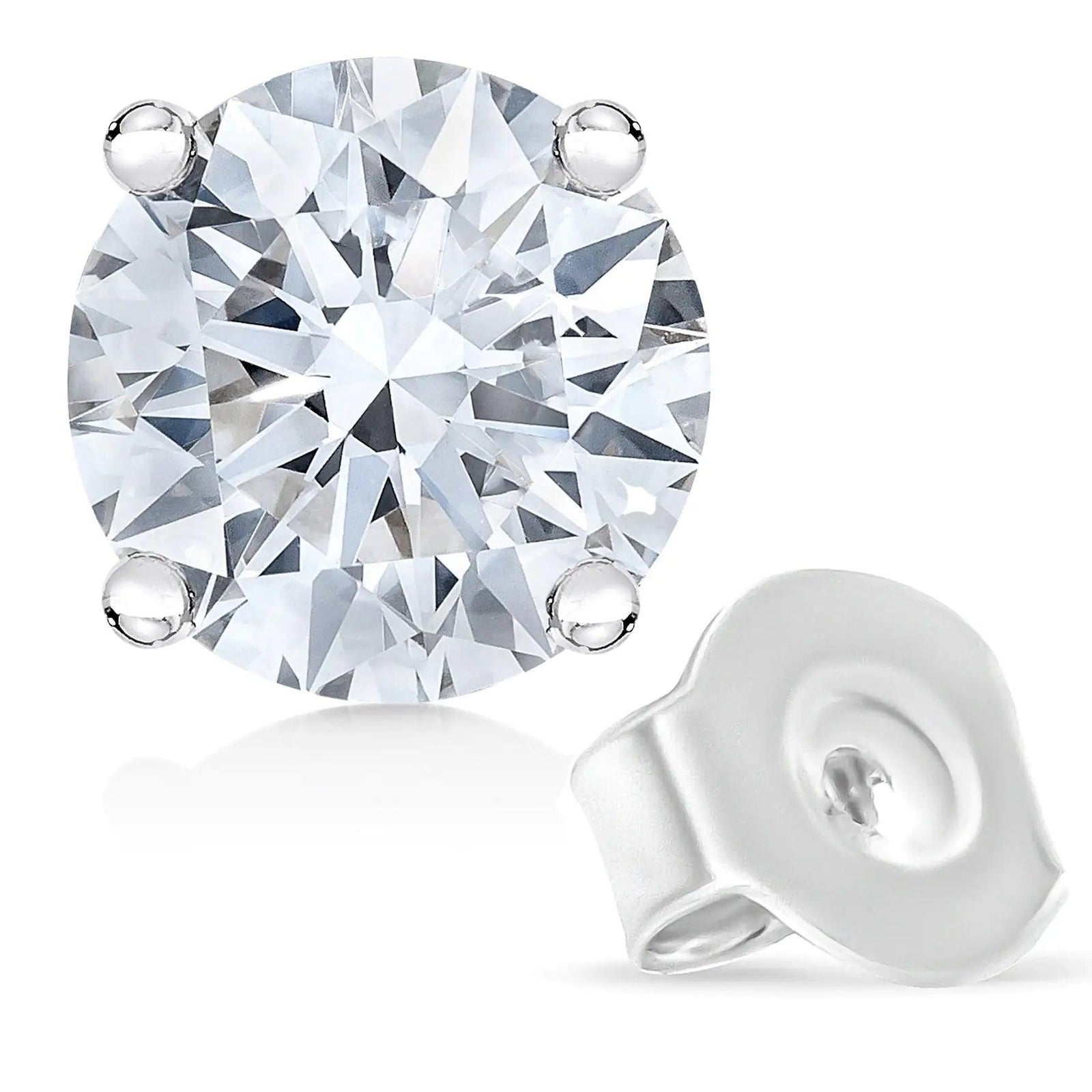 10K Gold Lab Created Round Brilliant Cut Diamond Classic 4-Prong Solitaire Stud Earrings - Evallys.com # #