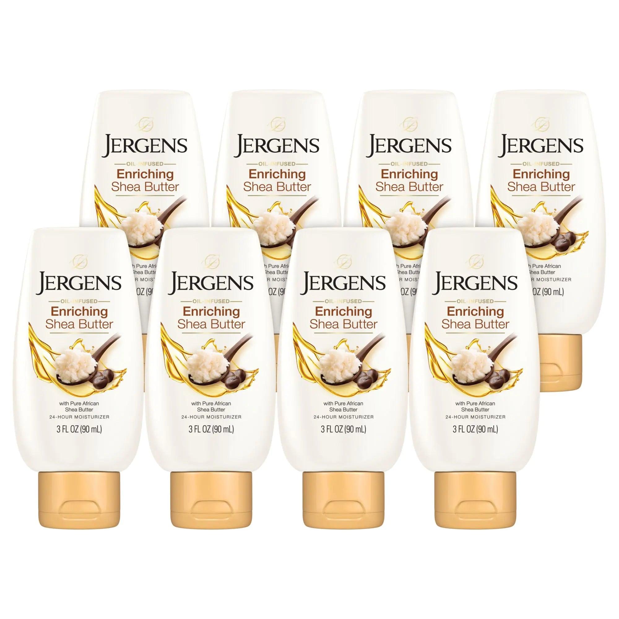 Jergens, Hand and Body Lotion, Shea Butter Deep Conditioning Moisturizer, 3X More Radiant Skin, with Pure Shea Butter, Dermatologist Tested, 3 Oz, Pack of 8 3 Ounce (Pack of 8) - Evallys.com # #