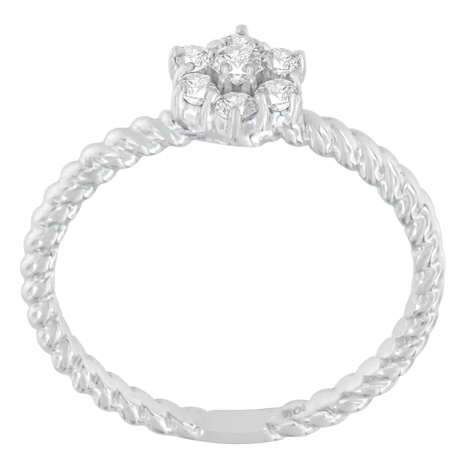 10K White Gold Diamond Cluster Ring (1/4 Cttw, H-I Color, SI1-SI2 Clarity) - Evallys.com # #