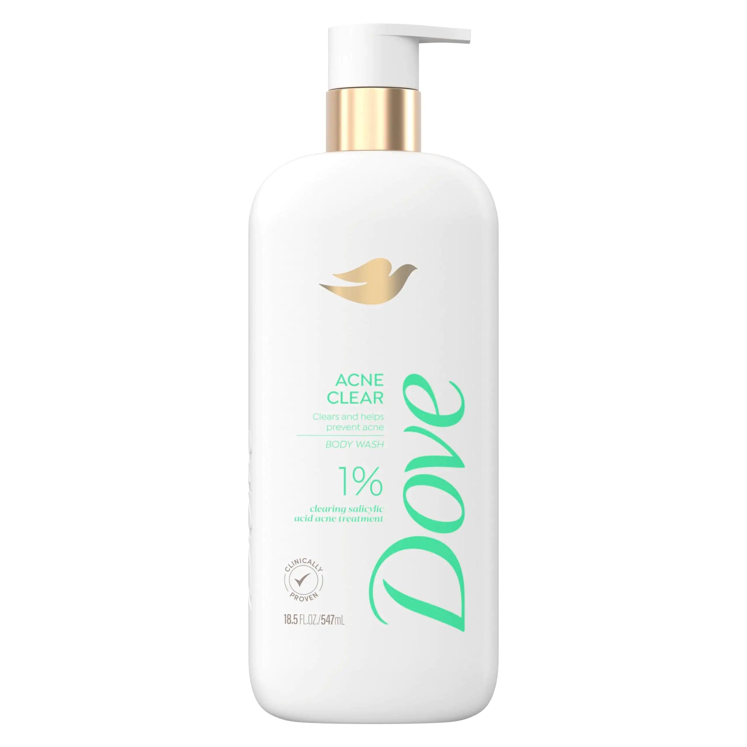 Dove Body Wash Acne Clear Clears & helps prevent acne 1% clearing salicylic acid acne treatment 18.5 oz - Evallys.com # #