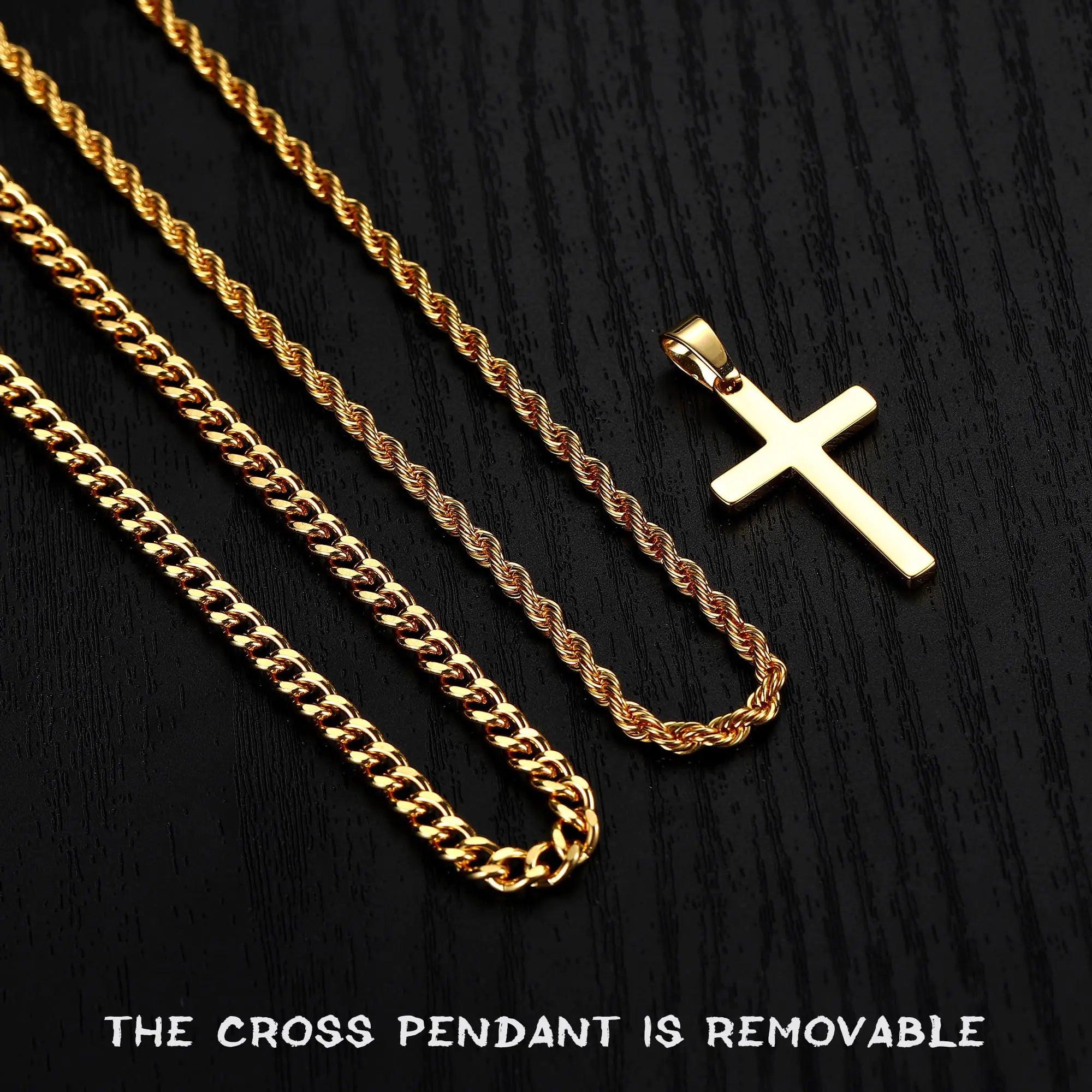 Yooblue Cross Necklace for Men, Gold Black Silver Mens Cross Necklaces Stainless Steel Cross Pendant Necklace Simple Jewelry Gifts Cross Chain Necklace for Men 18in/20in - Evallys.com # #