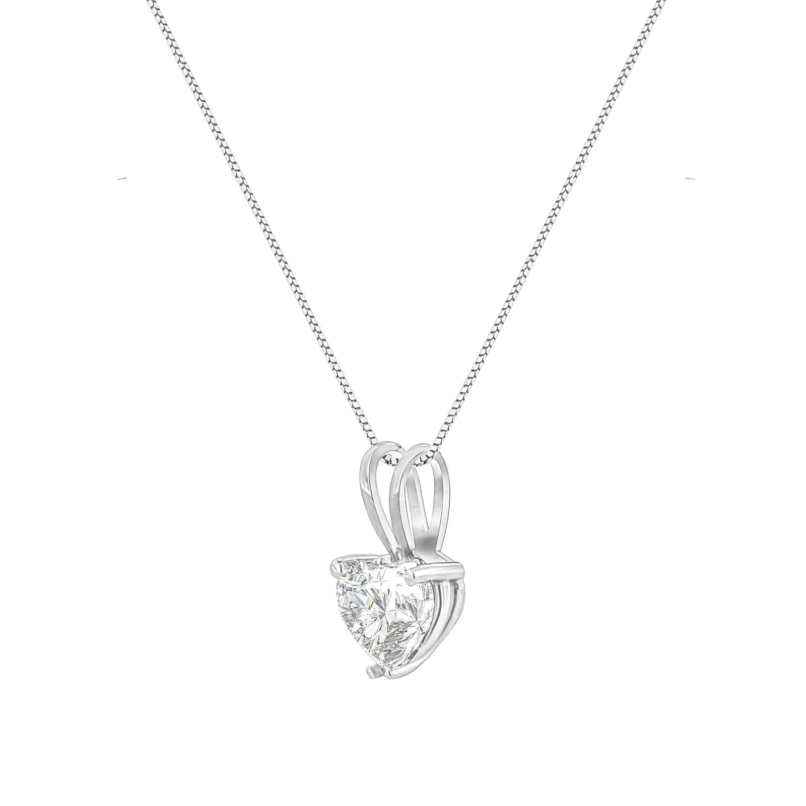 14K White Gold 3-Prong Set Heart Shaped Solitaire Diamond 18